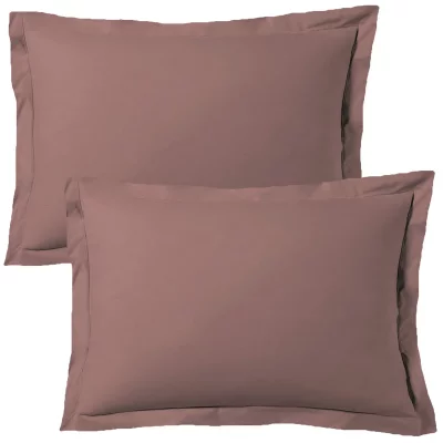 BLANC AVENUE  Lot De 2 Taies D'oreiller 50x70 Cm Satin De Coton Rose