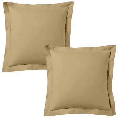 BLANC AVENUE  Lot De 2 Taies D'oreiller 63x63 Cm Satin De Coton Beige