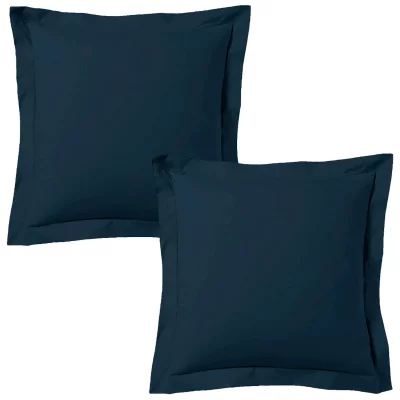 BLANC AVENUE  Lot De 2 Taies D'oreiller 63x63 Cm Satin De Coton Bleu