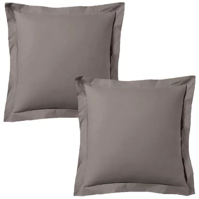 BLANC AVENUE  Lot De 2 Taies D'oreiller 63x63 Cm Satin De Coton Gris