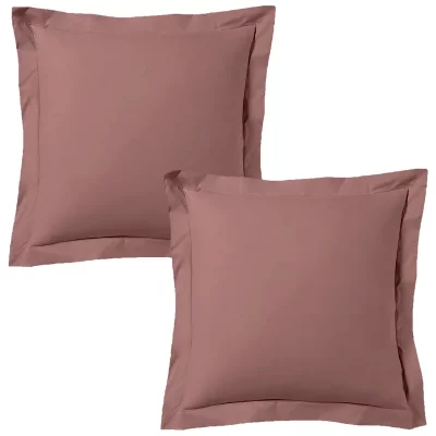 BLANC AVENUE  Lot De 2 Taies D'oreiller 63x63 Cm Satin De Coton Rose