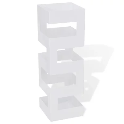 VIDAXL Blanc Carr&eacute; Porte-parapluie Stockage pour cannes b&acirc;tons Acier 48,5 cm