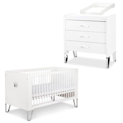 GENERIQUE Blanka chambre b&eacute;b&eacute; lit convertible et commode avec plan &agrave; langer 140x70 blanc