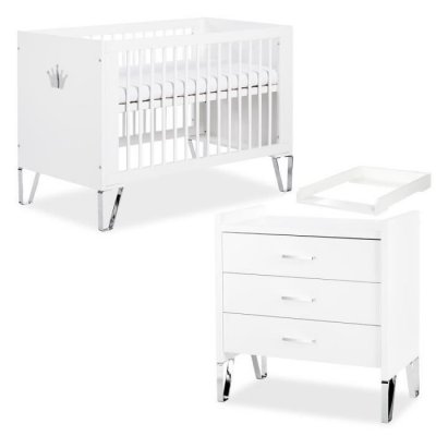 MON MOBILIER DESIGN Blanka Chambre B&eacute;b&eacute; Lit &Eacute;volutif Et Commode Avec Plan &Agrave; Langer 120x60 Blanc