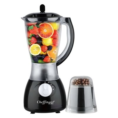  Blender 1,5L 1000W &agrave; 4 Vitesses avec Broyeur 6 Lames Inoxydables Noir
