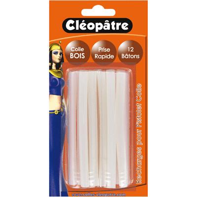 CLEOPATRE Blister 12 recharges sp&eacute;ciales bois pour mini pistolet colle