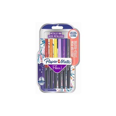 PAPERMATE Blister 6 stylos feutres  Flair Metallic