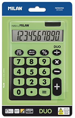 MILAN Blister calculatrice de bureau 10 chiffres, Duo vert