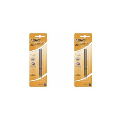 BIC Blister de 2 recharges pour  Atlantis - Pointe moyenne - noir