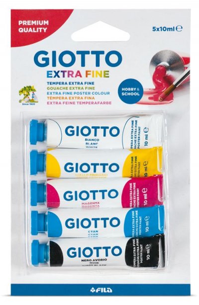 GIOTTO Blister de 5 tubes de gouache Omyacolor - 10 ml - couleurs primaires
