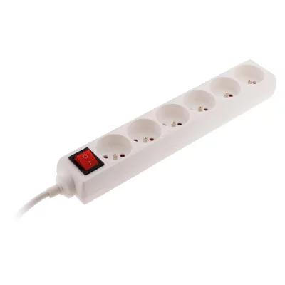 ZENITECH Bloc 6 prises 16A 2P+T avec interrupteur blanc - 