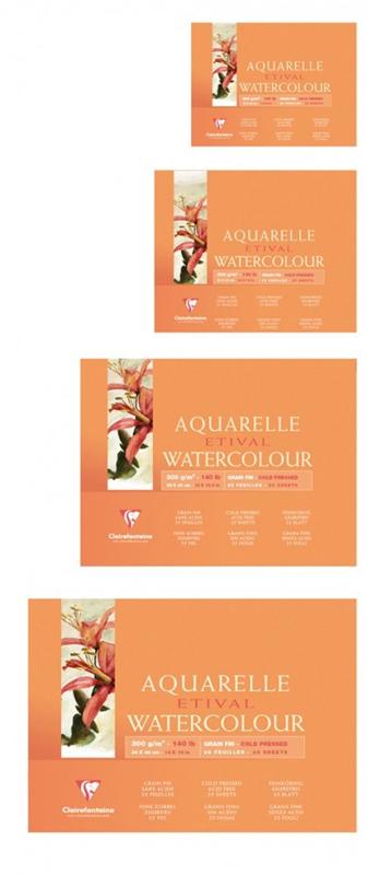 GENERIQUE Bloc Aquarelle Etival Encoll&eacute; 4 C&ocirc;t&eacute;s 300g Grain Fin 10 feuilles 24x30cm