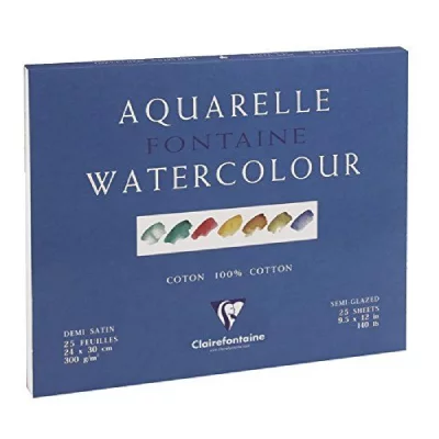 GENERIQUE Bloc aquarelle fontaine grain 1/2 satin&atilde; - 24x30cm - 300g - clairefontaine