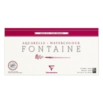 CLAIREFONTAINE Bloc Aquarelle Fontaine Grain Fin - 20x40cm - 300g - 