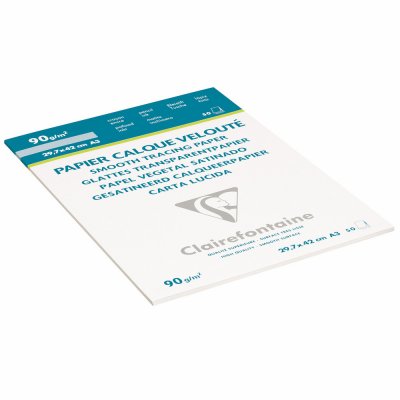 CLAIREFONTAINE Bloc calque sup&eacute;rieur encoll&eacute; A3 50F 90/95g