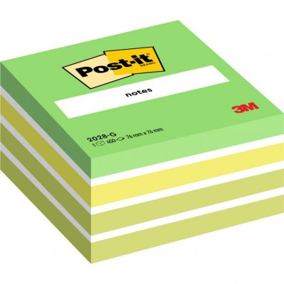POST IT Bloc cube  76x76 aquarelle vert - bloc de 450 feuilles