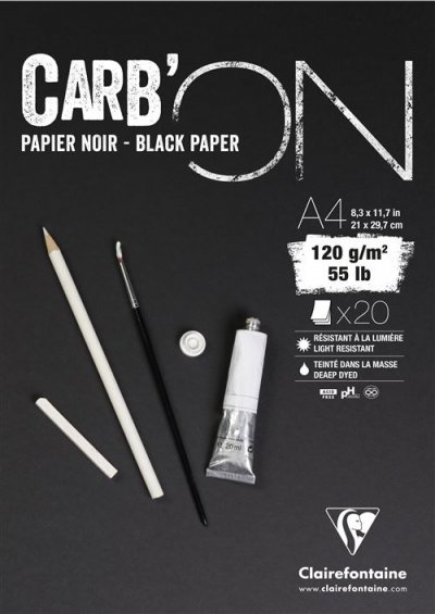 CLAIREFONTAINE Bloc de 20 feuilles A4  Carb ON Noir