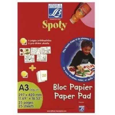 GENERIQUE Bloc de 25 papier &agrave; dessiner et colorier : Spoty ColArt