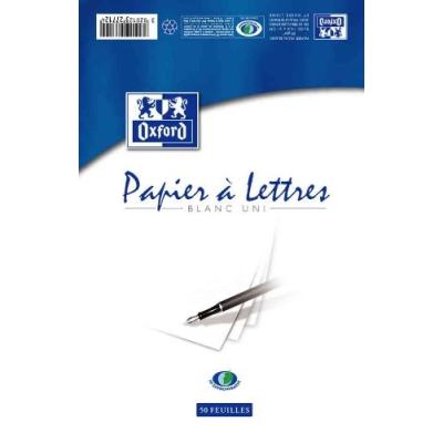 OXFORD Bloc de 50 feuilles de papier &agrave; lettres  - 80g - lign&eacute; - 21x29,7 cm