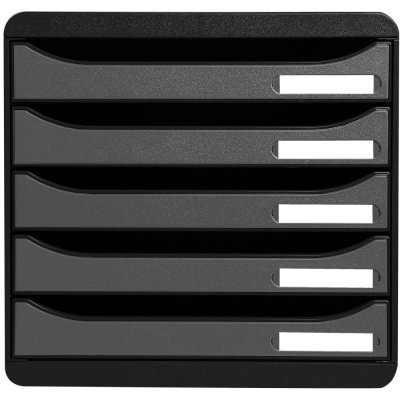 EXACOMPTA Bloc de classement BigBox -  - 5 tiroirs Plus - Noir/Argent