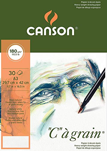 CANSON Bloc de papier C &agrave; Grain 30 feuilles A3 180 g/m&sup2;