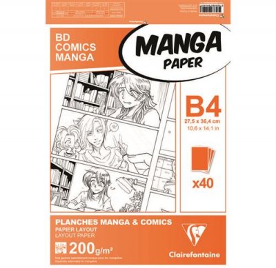 CLAIREFONTAINE Bloc Dessin - B4 27,5 X 37,4 Cm - Bd Comics Manga - Papier Layout - 