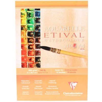 CLAIREFONTAINE Bloc encoll&eacute; A4 Etival Grain fin 300g 10F
