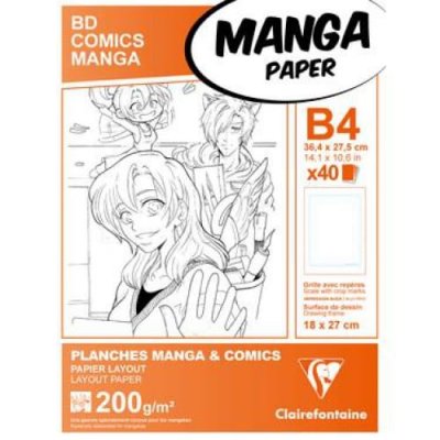 CLAIREFONTAINE Bloc Manga Planche - Format B4 40 Feuilles De Papier Layout 200g
