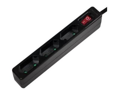 LOGILINK Bloc multiprise avec interrupteur LPS230B x3 noir fiche avec contour