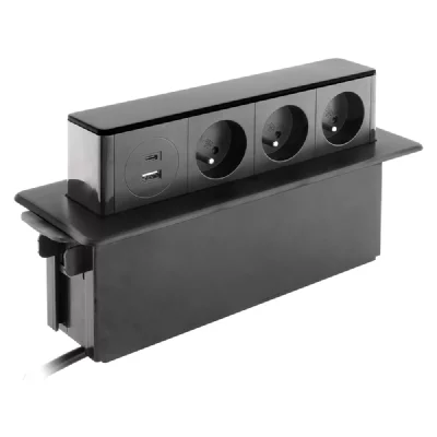 OTIO Bloc multiprise encastrable 3x 16A 2P+T avec 2 ports USB - 