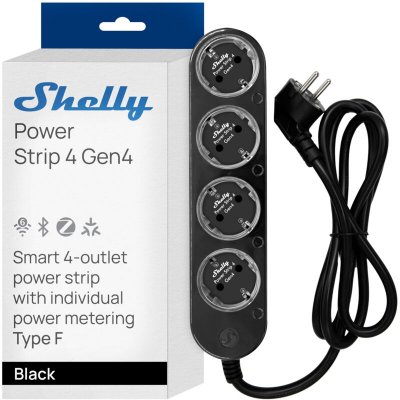 SHELLY Bloc Multiprise Intelligent  4 Prises 1,5 m Noir