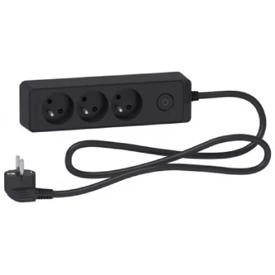 SCHNEIDER ELECTRIC Bloc multiprises 3 Prises 2P+T (c&acirc;ble 1,5m) Anthracite - Schneider