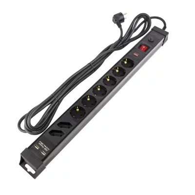 LEDKIA Bloc Multiprises 6 Prises 5m Protecteur de Surtensions 2USB