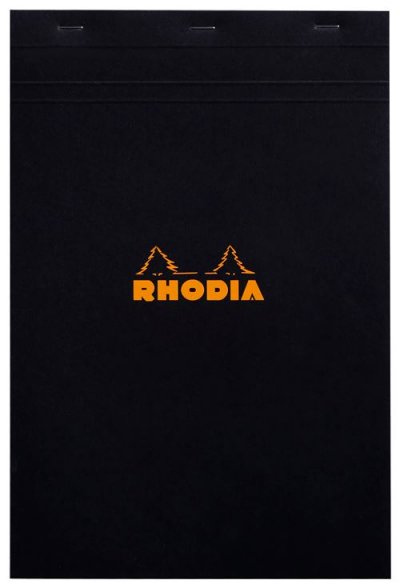 RHODIA Bloc Notes  N&deg;19 Q5, 80 feuilles petits carreaux, Noir