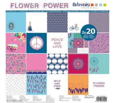 ARTEMIO Bloc papier 30x30cm flower power 40 feuilles - art&eacute;mio