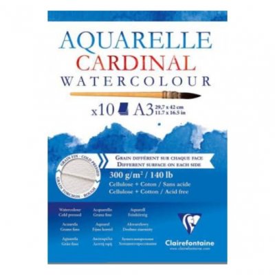 CLAIREFONTAINE Bloc Papier Aquarelle Cardinal 300 g - 29,7 x 42 cm - 10 feuilles