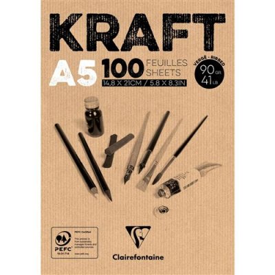 CLAIREFONTAINE Bloc papier kraft  A5 100 feuilles 90g