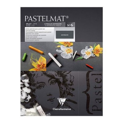 CLAIREFONTAINE Bloc Pastelmat 18 x 24 cm - 12 feuilles Anthracite - 
