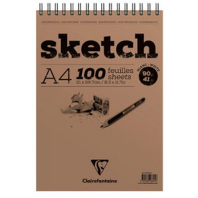 CLAIREFONTAINE Bloc Sketch A3 Croquis Spiral&eacute; - 29,7 X 42 Cm - 90g - 