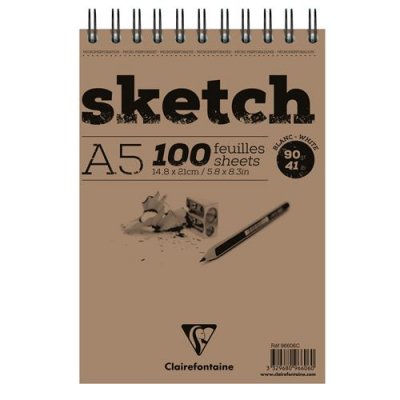 CLAIREFONTAINE Bloc Sketch croquis  - RI A5 - 100F - 90g - blanc