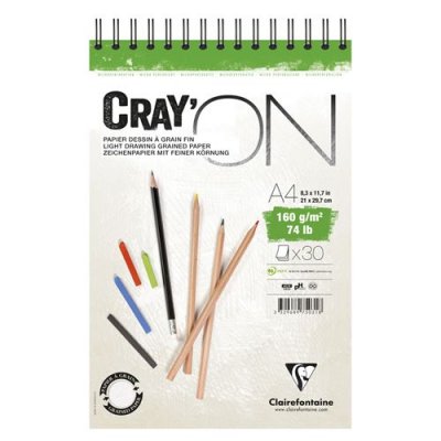 CLAIREFONTAINE Bloc spiral&eacute;  Cray&rsquo;On A4 30 feuilles