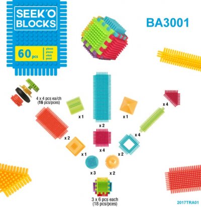 FAUJAS Blocs de construction Seek'O Blocks : Tube de 60 pi&egrave;ces