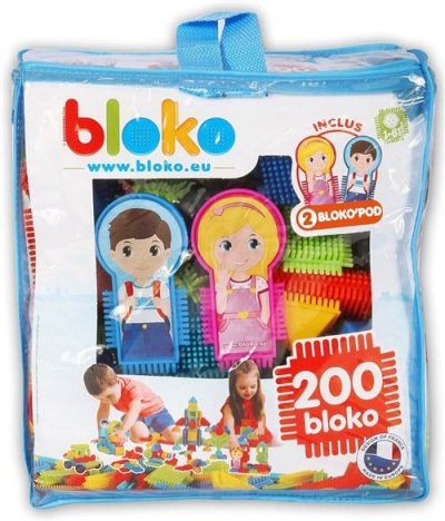 BLOKO  - Sac de 200  et 2 figurines - Fabrication europ&eacute;enne - D&egrave;s 12 mois