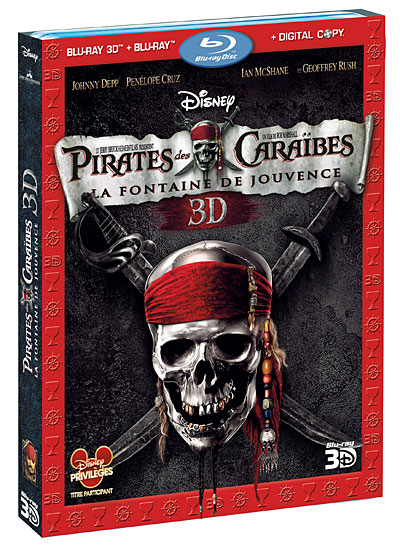 Blu-Ray 3D Pirates Des Cara&iuml;bes 4 + Blu-Ray + Copi