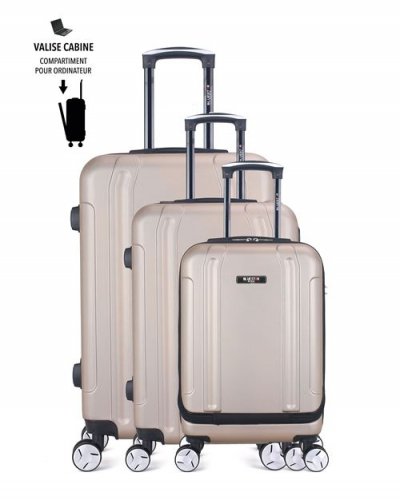  BLUESTAR - Set de 3 Valises BALTIMORE 75 cm 4 Roues beige Taille unique
