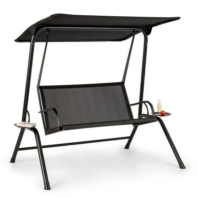 BLUMFELDT  bel air mono swing balancelle de jardin avec auvent - cadre acier noir GDMC2-Bel Air Mono