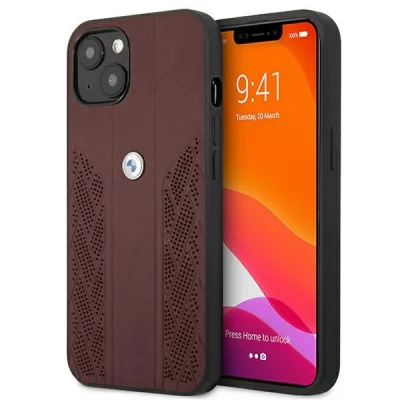 BMW  BMHCP13MRSPPR &Eacute;tui de Protection en Cuir pour iPhone 13 6,1"" Rouge