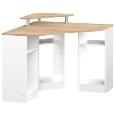 BOBBY Bureau d'angle d&eacute;cor chene naturel et blanc