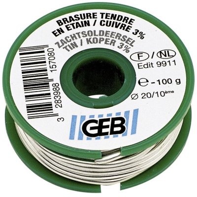 GEB Bobine Fil Soudure Etain/3% cuivre &Oslash;2mm - 100g