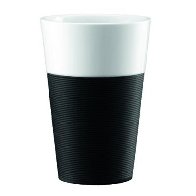 BODUM  BISTRO Set 2 mugs en porcelaine, 0.6 l, avec manchon silicone Noir